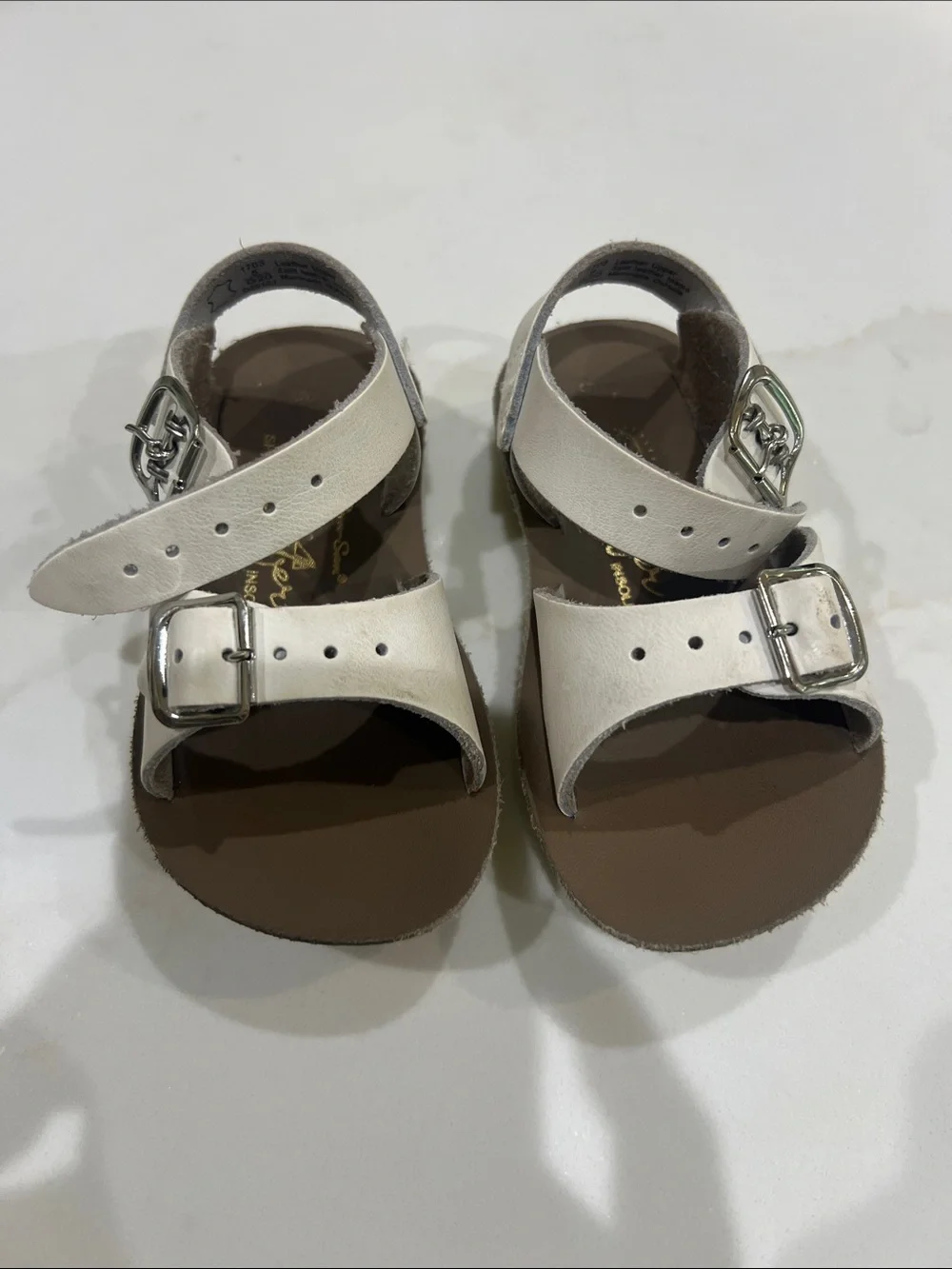 Sun San Children's White Double-Strap Buckle Sandals 5